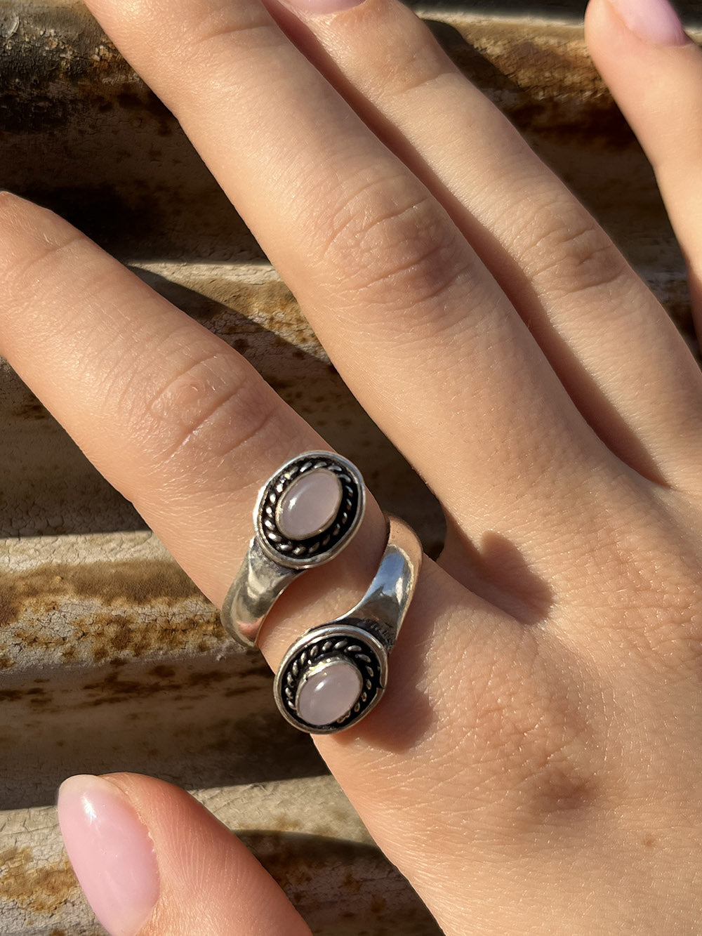 Twisted Double Stone Ring