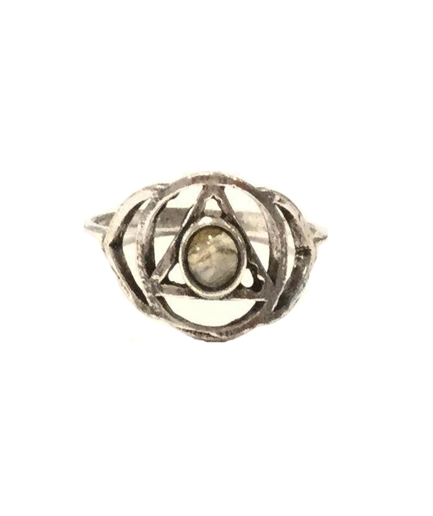 Geometric Flower Ring with Stone