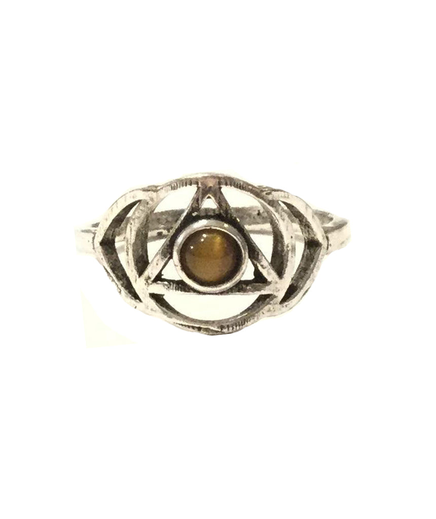 Geometric Flower Ring with Stone