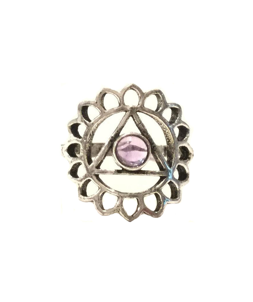 Geometric Flower Ring with Stone