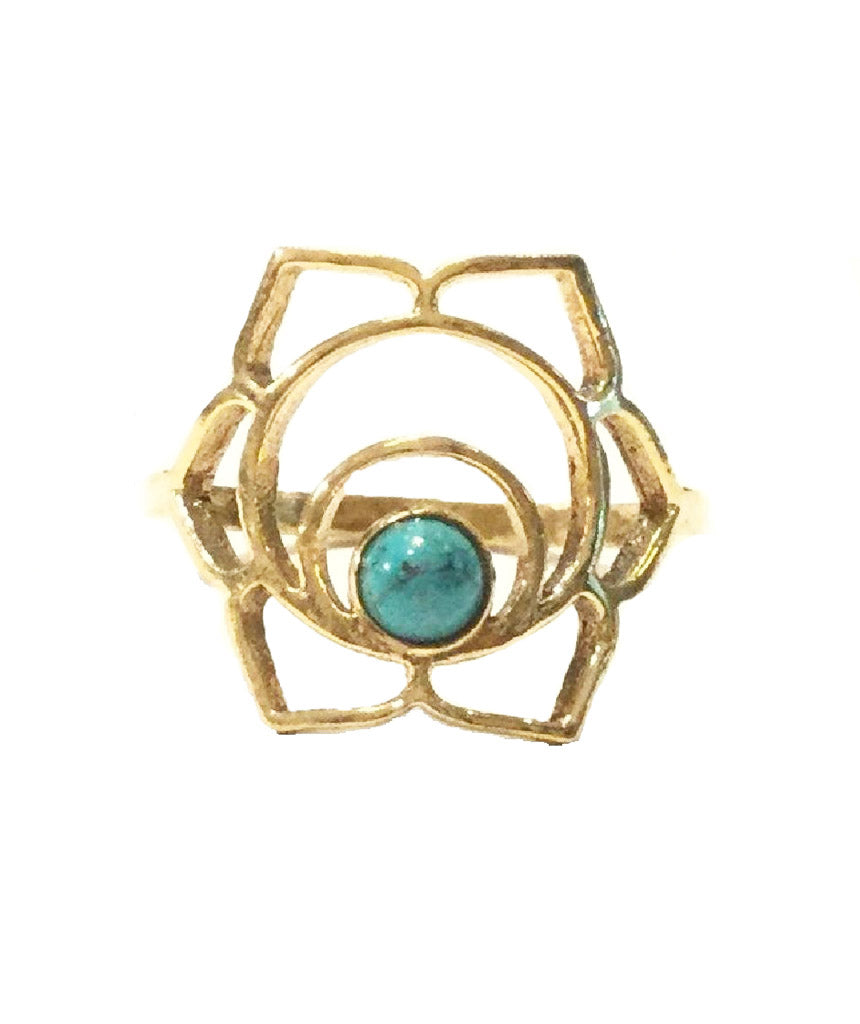 Geometric Flower Ring with Stone