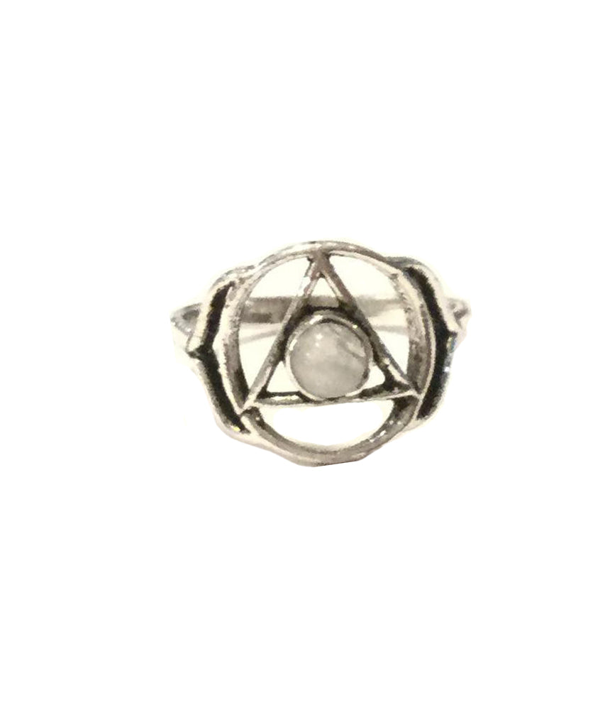 Geometric Flower Ring with Stone