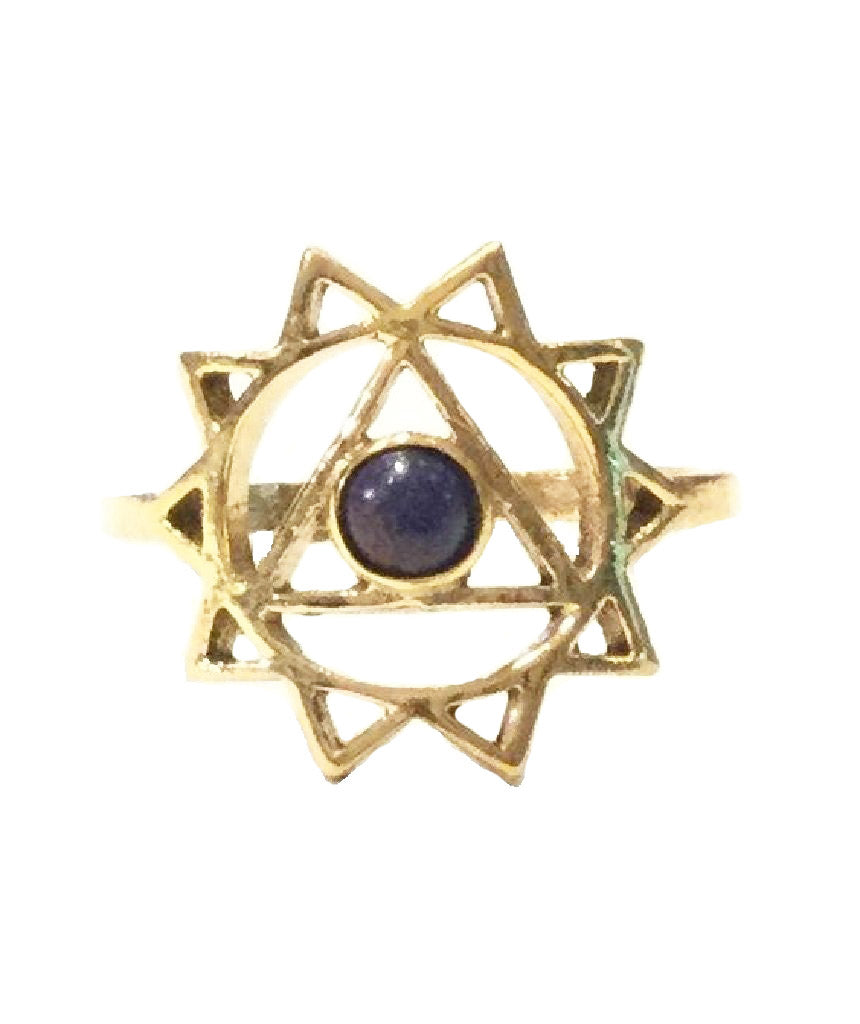 Geometric Flower Ring with Stone