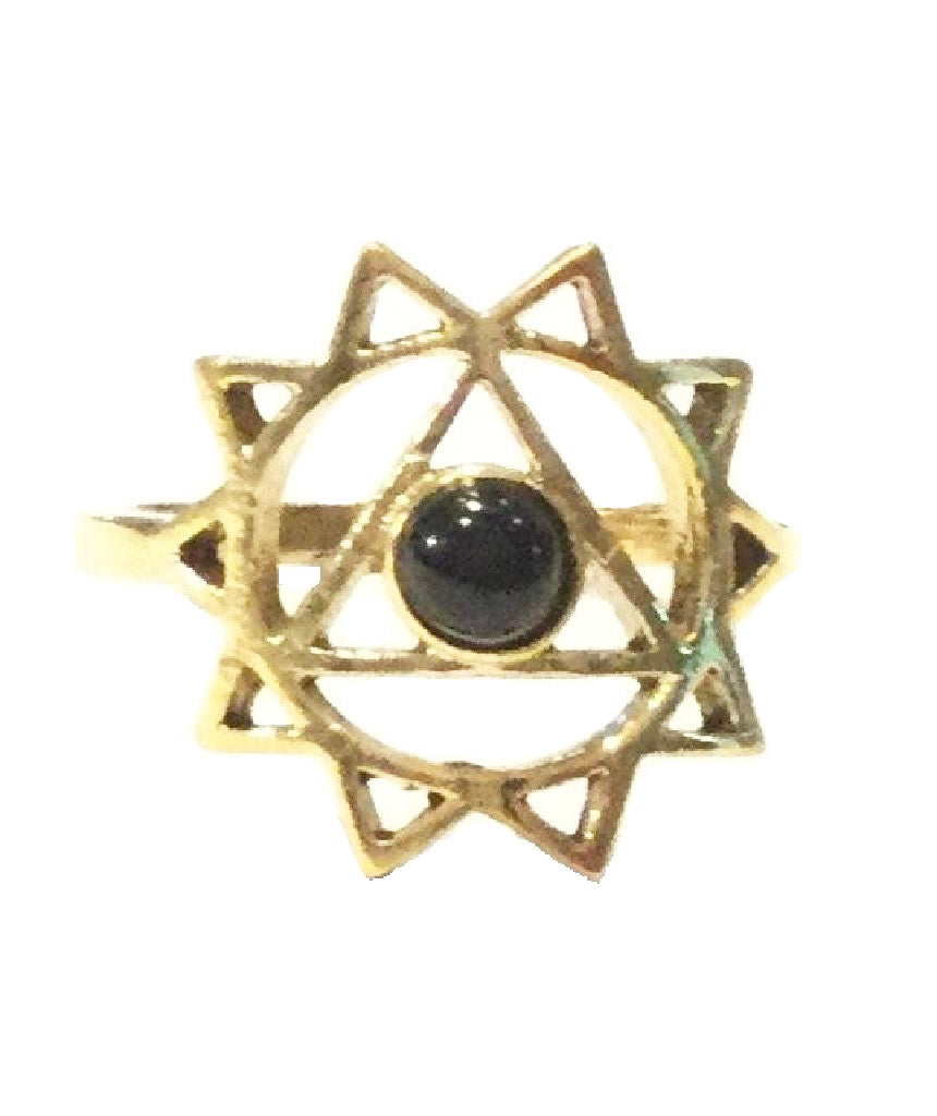 Geometric Flower Ring with Stone