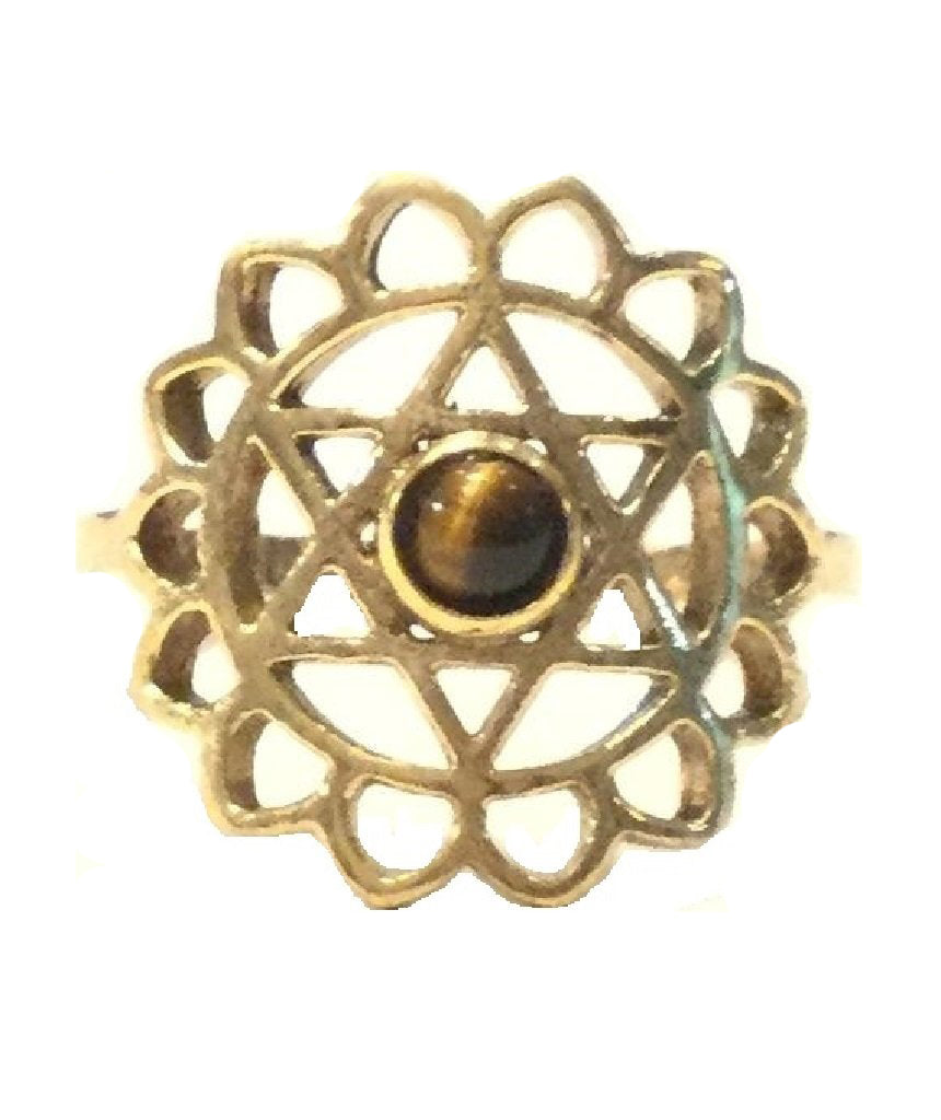 Geometric Flower Ring with Stone