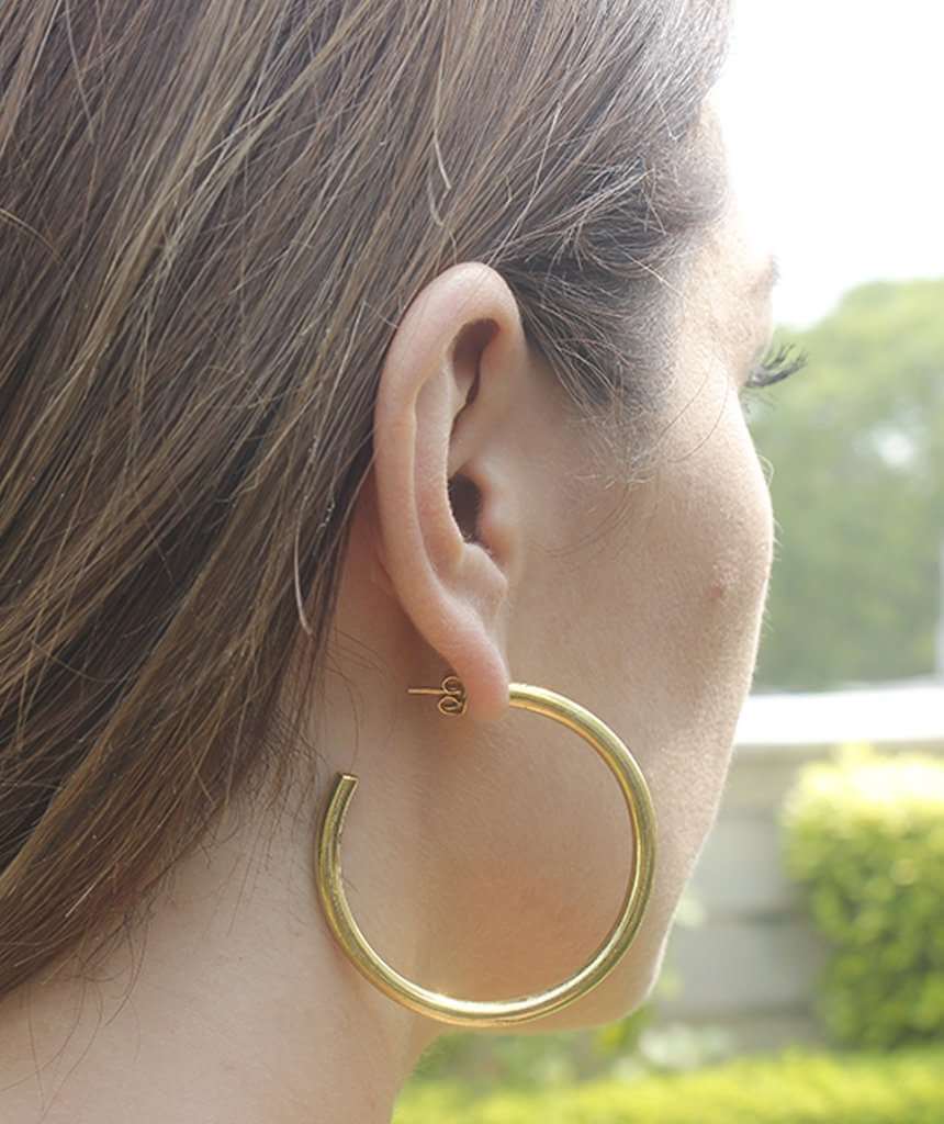 Gold  Basic Semi-Open Hoop Earrings