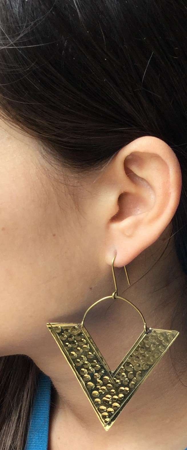 Gold Big Triangle Earrings