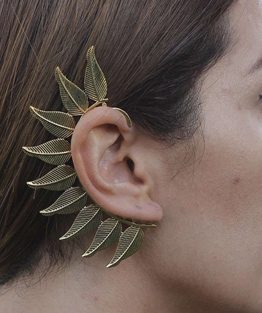 Gold Bold Boho Leaf Earcuff