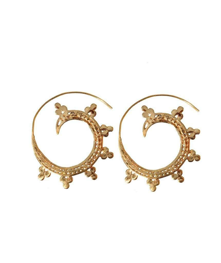 Gold Circular Swivel Hoop Earrings