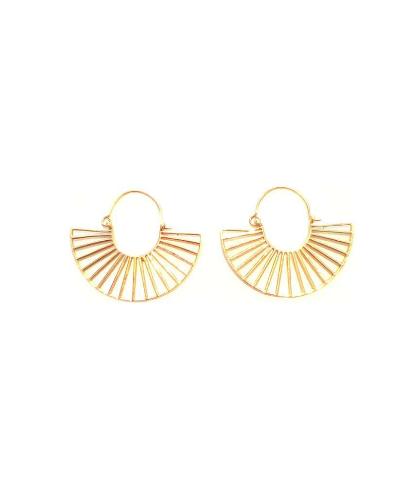 Gold Cleopatra Fan Earrings