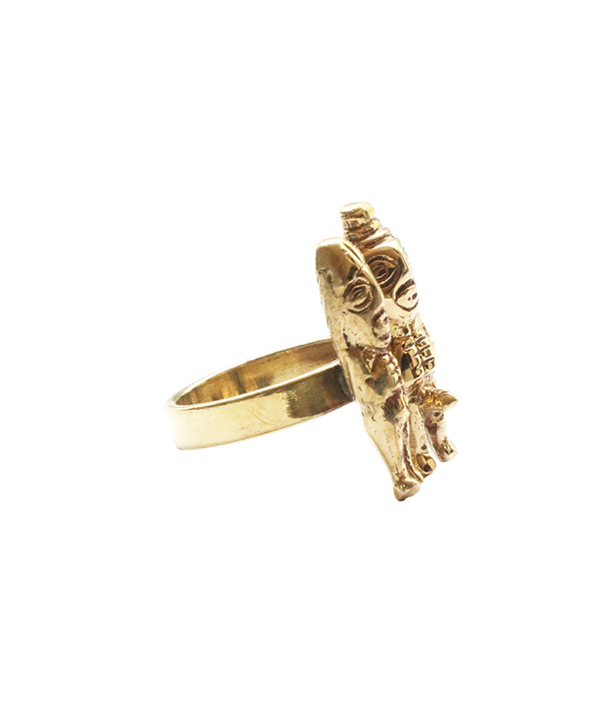 Gold Double Aztec Ring