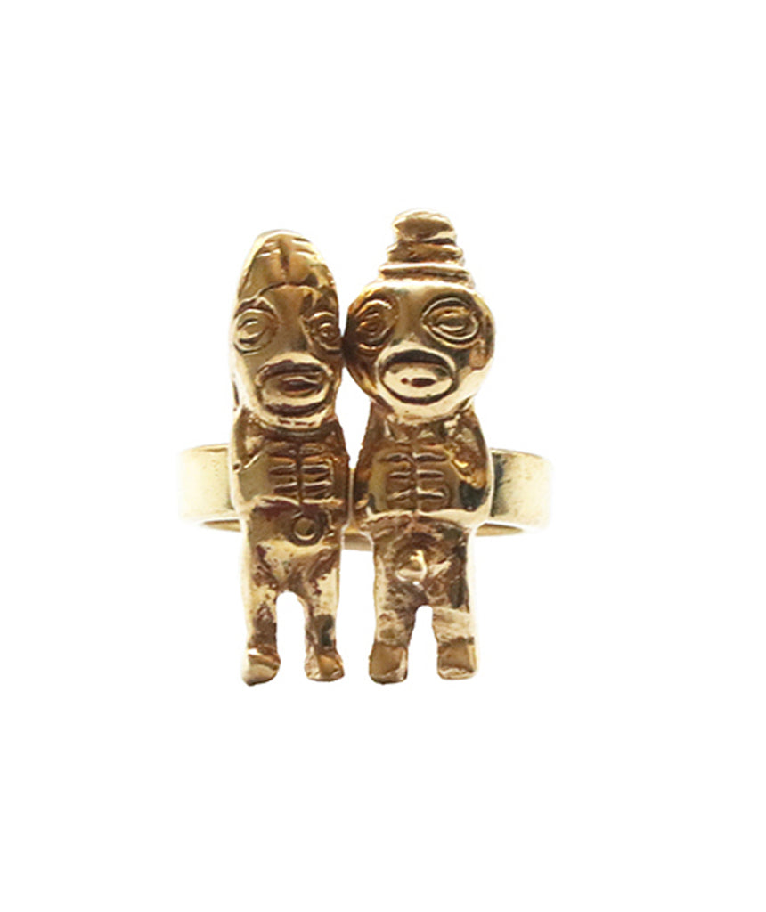 Gold Double Aztec Ring