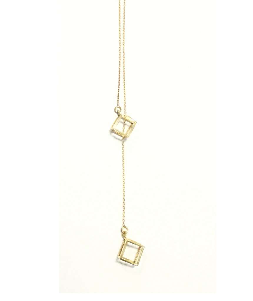 Gold Double Square Classic Necklace