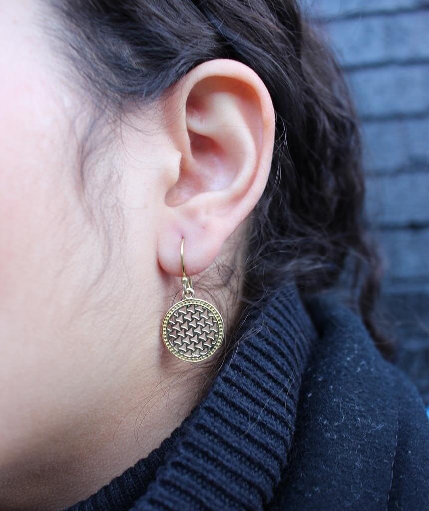 Gold Drop Circle Earrings