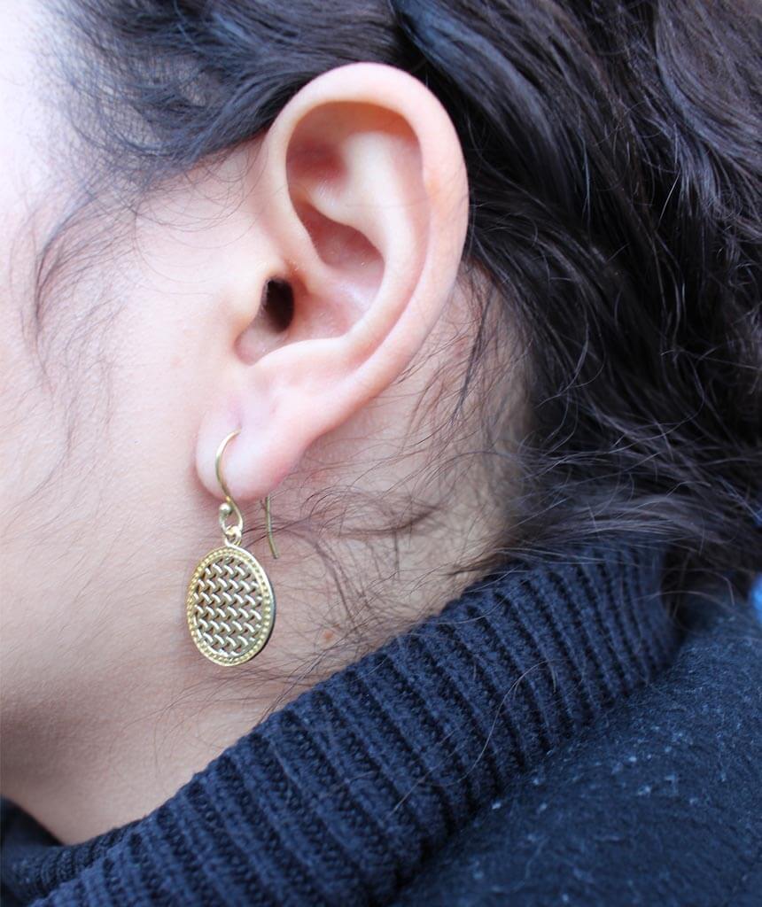 Gold Drop Circle Earrings