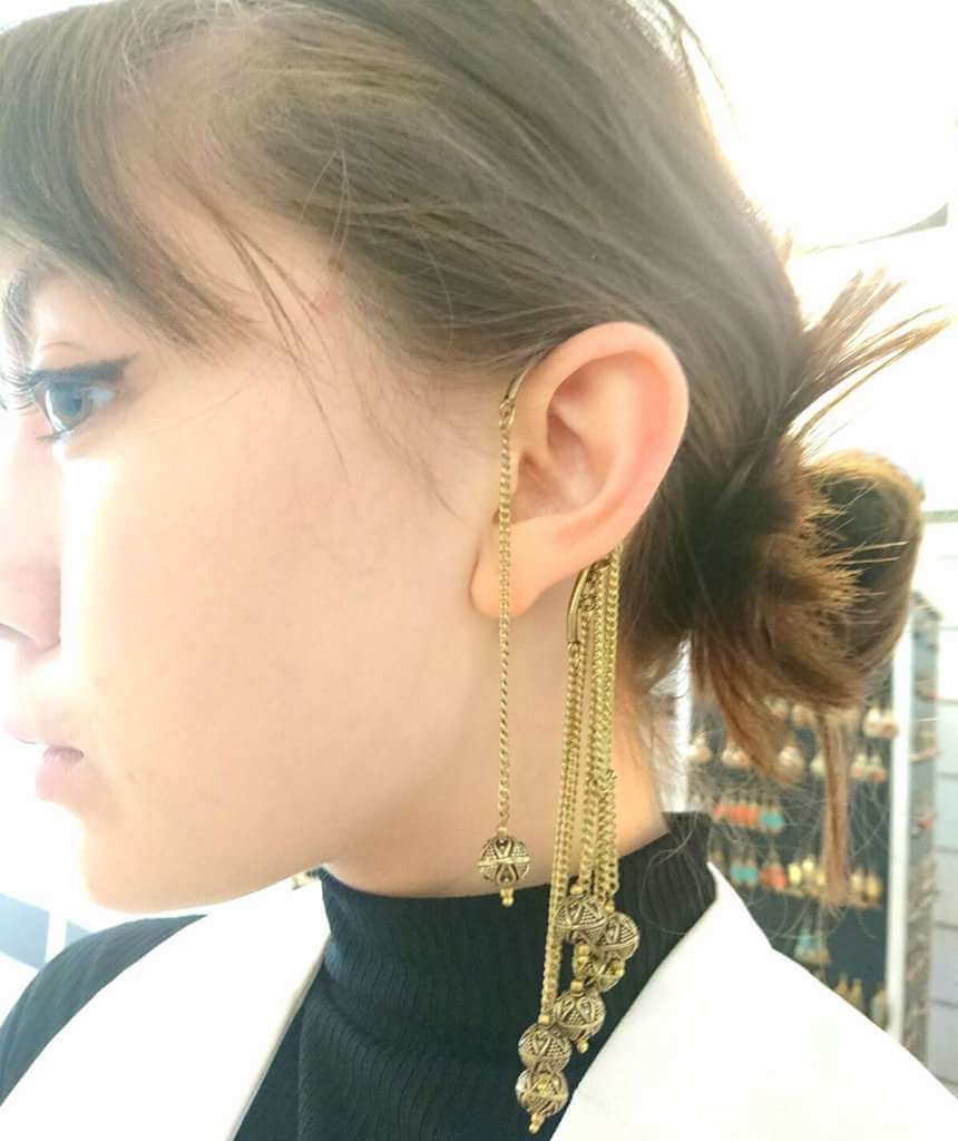 Gold Drop Link Chain Statement Earcuff