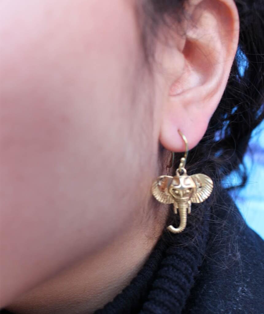 Gold Elephant Earrings