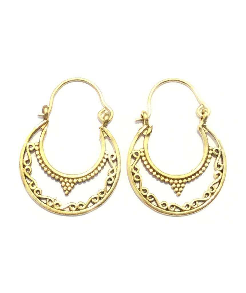 Gold Ethnic Round Earring