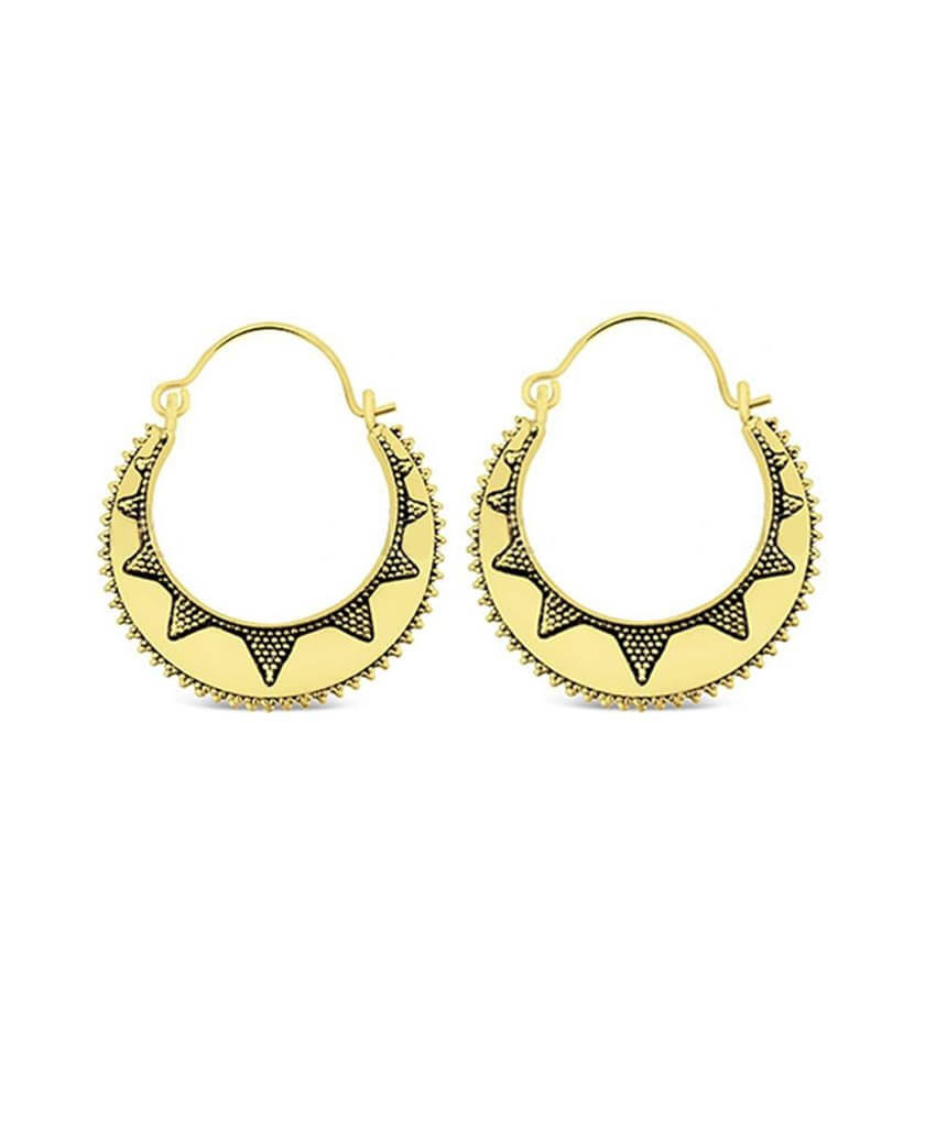 Gold Extra Large Semi Circular Sun Earrings