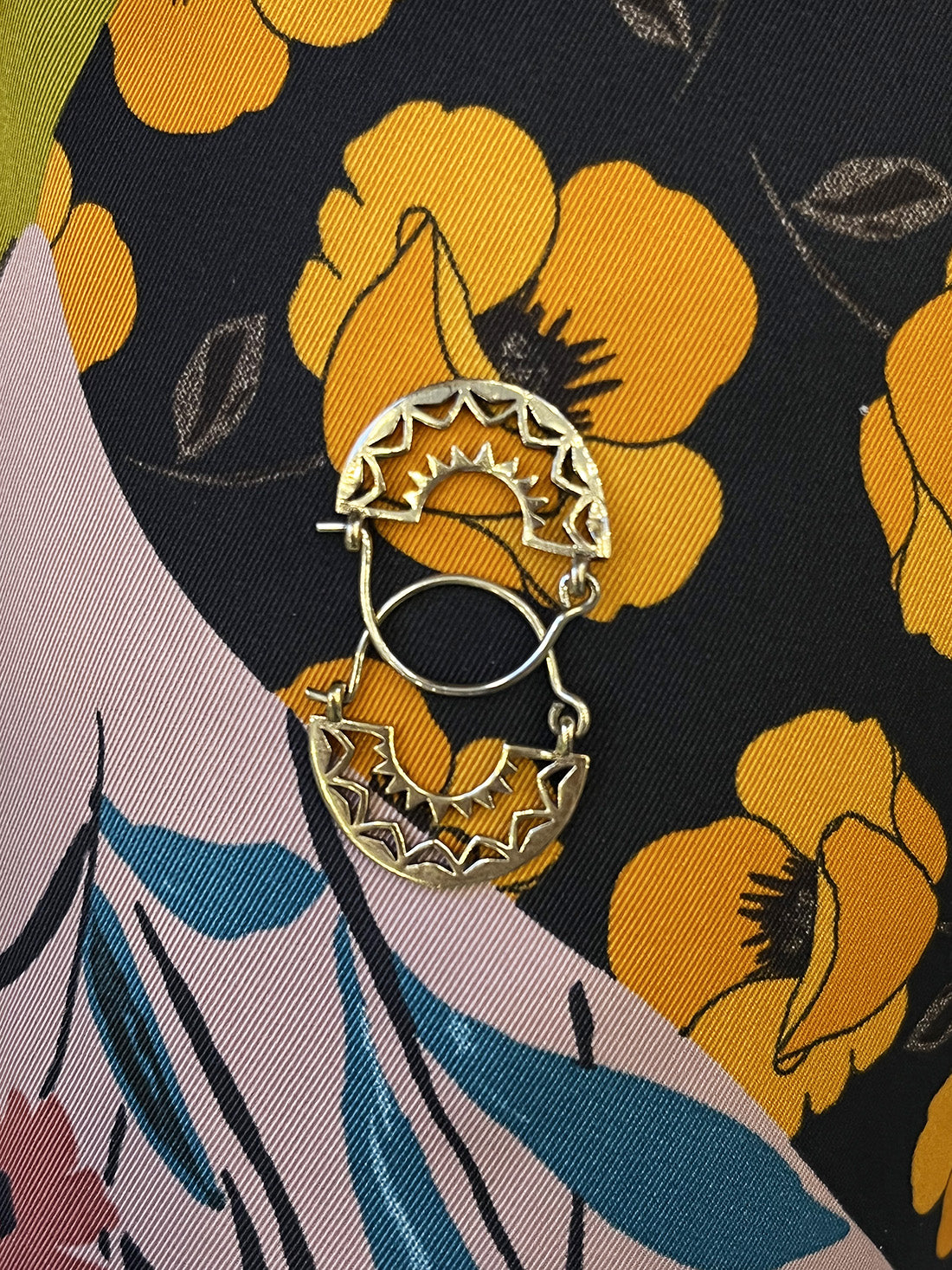 Gold Fan Earrings with Triangular Design