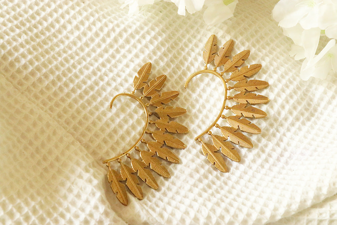 Gold Festival Boho Feather Earcuff