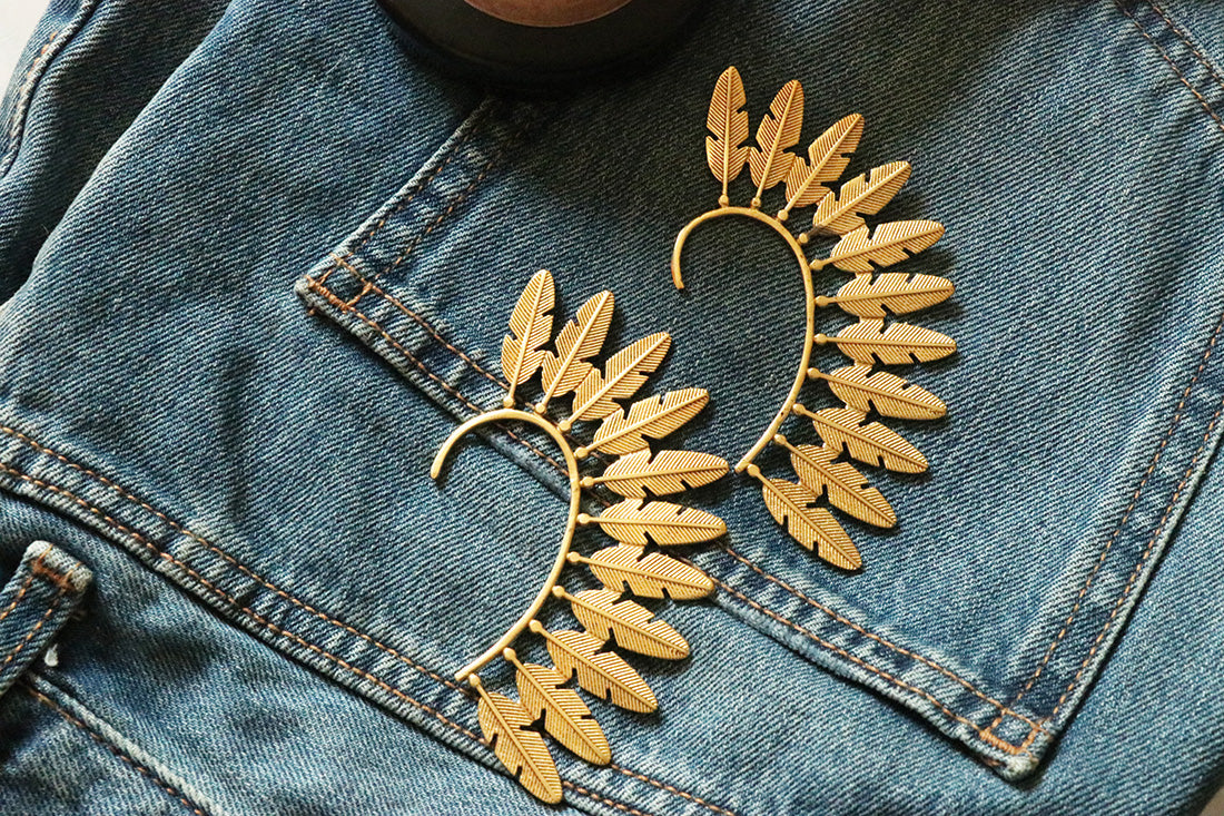 Gold Festival Boho Feather Earcuff