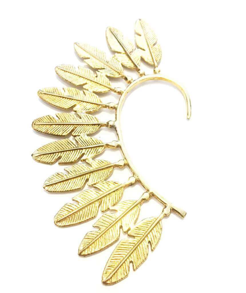 Gold Festival Boho Feather Earcuff