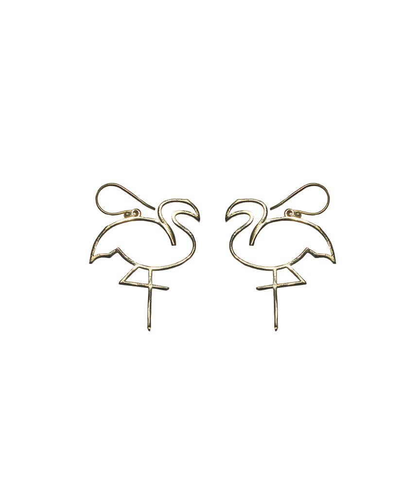 Gold Flamingo Earrings
