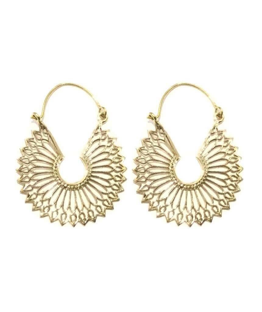Gold Floral Circular Earrings