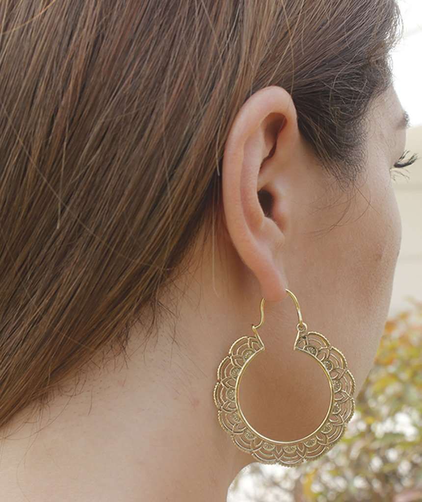 Gold Floral Hoop Earrings