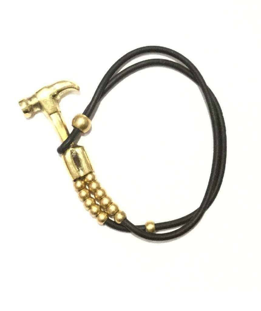 Gold Hammer Leather Bracelet