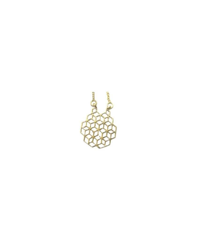 Gold Honeycomb Pendant Necklace