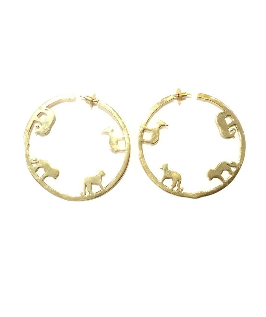 Gold Large Animal Hoop Earrings