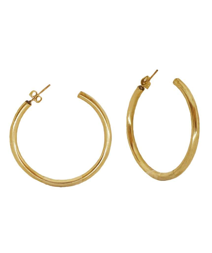 Gold Large Basic Semi-Open Hoop Earrings
