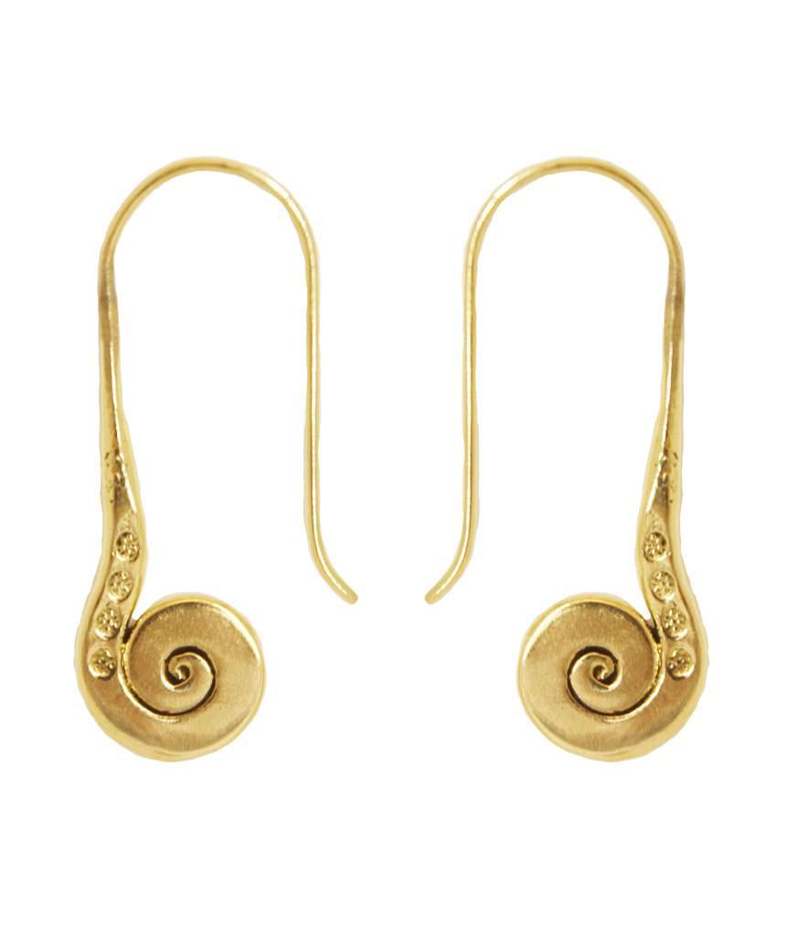 Gold Long Spiral Earrings