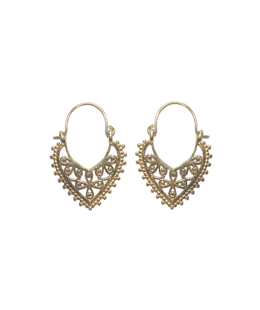 Gold Mandala Triangle Earrings