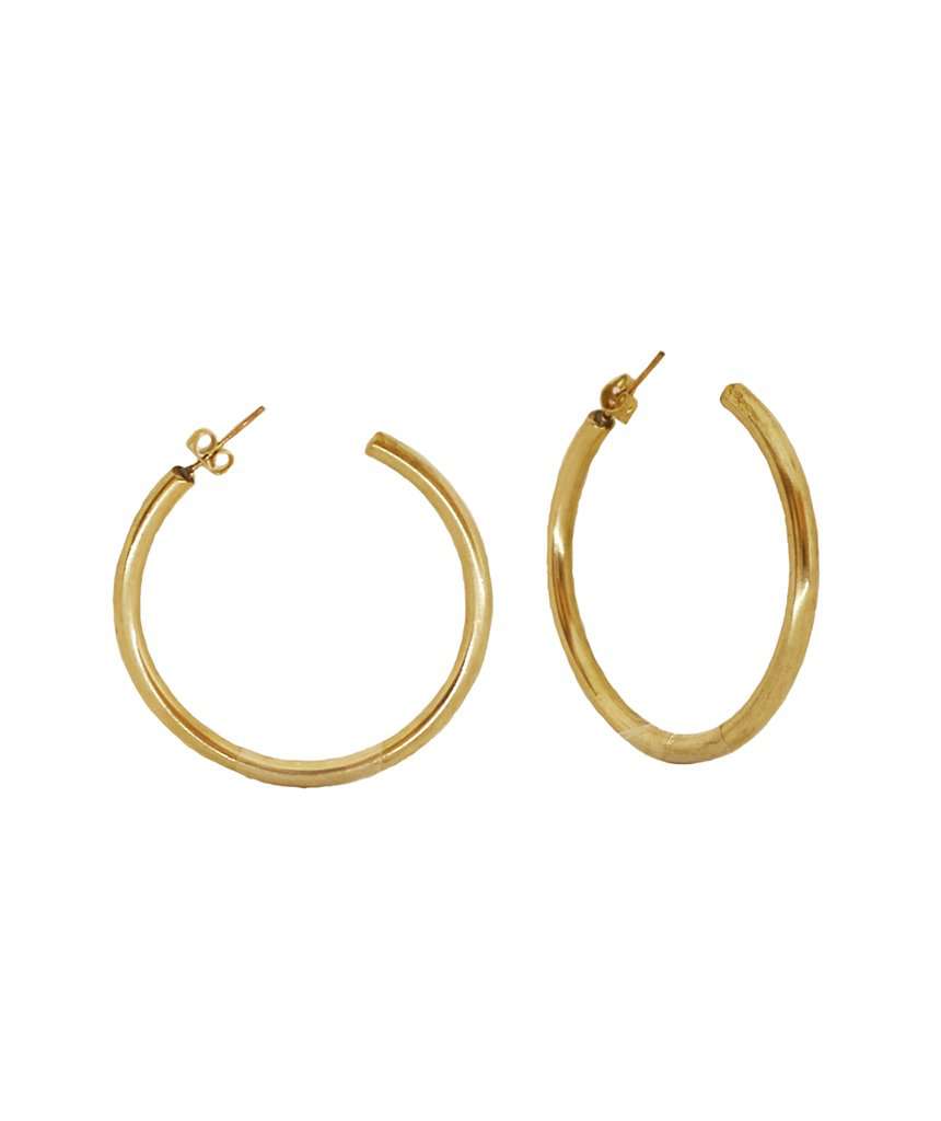 Gold Medium Basic Semi-Open Hoop Earrings
