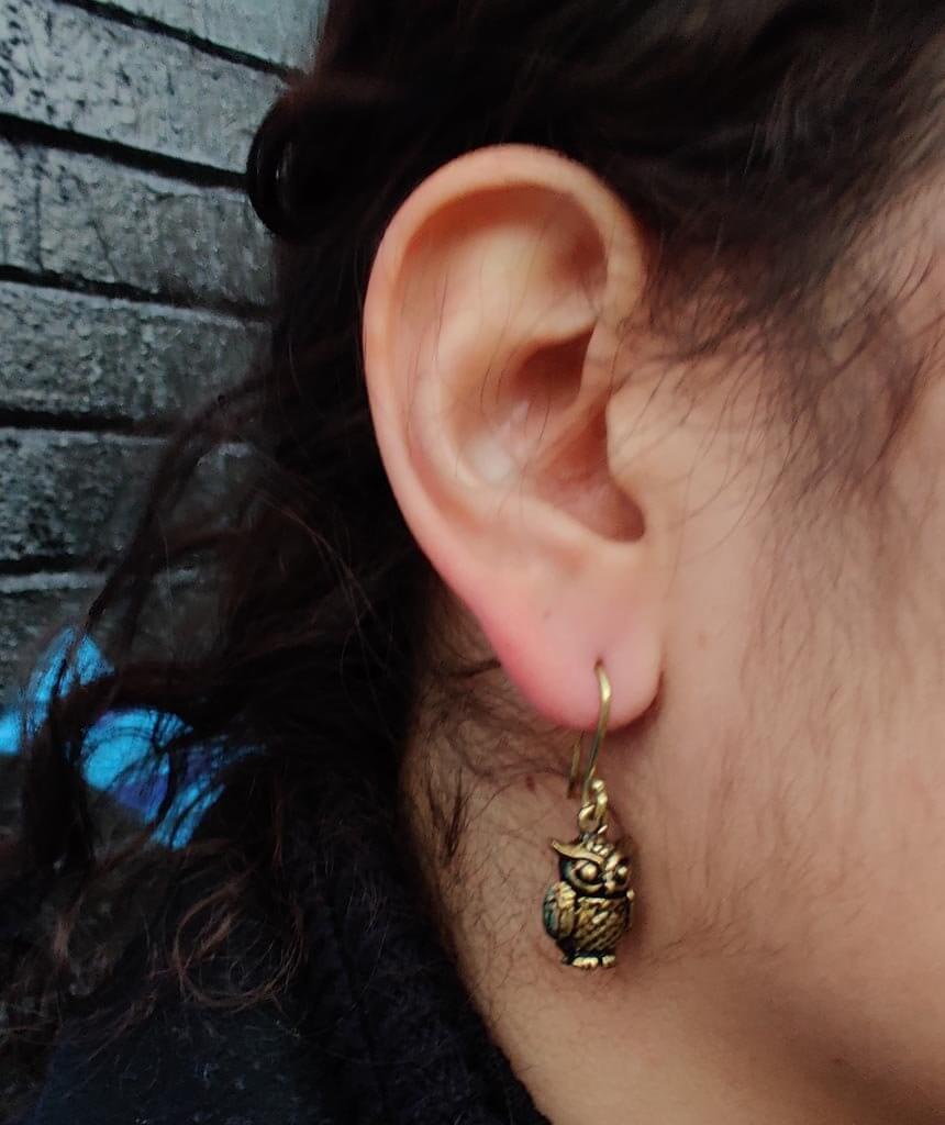 Gold Mini Owl Earrings