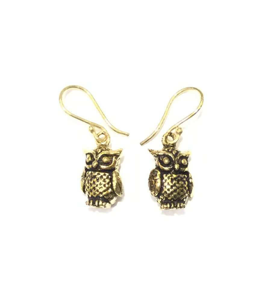 Gold Mini Owl Earrings
