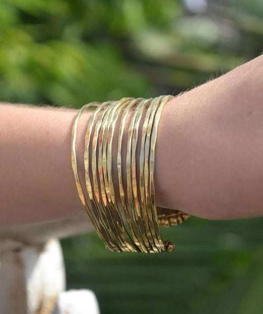 Gold Multistrand Statement Brass Cuff