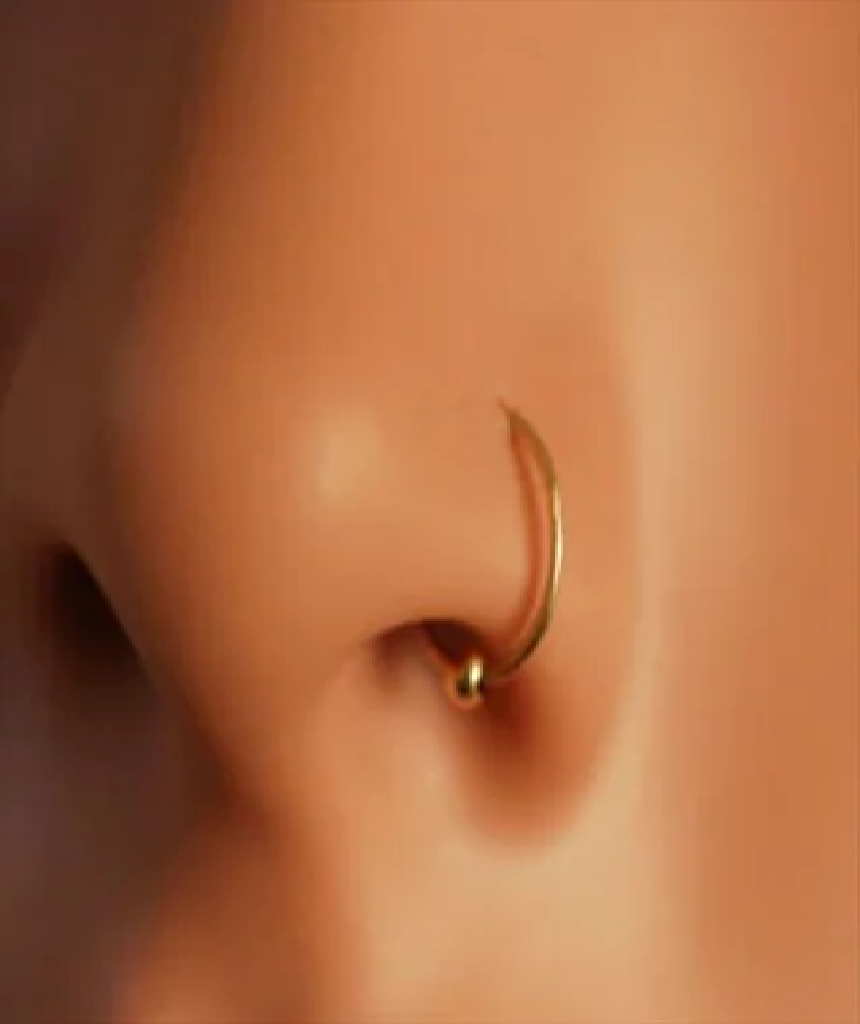 Gold Nose Ring with Ball