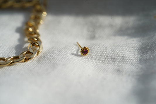 Gold Plated Nose Stud Ethnic Style with Gem