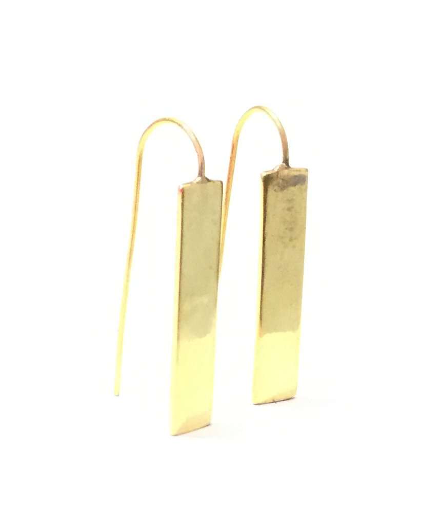 Gold Rectangular Drop Earrings