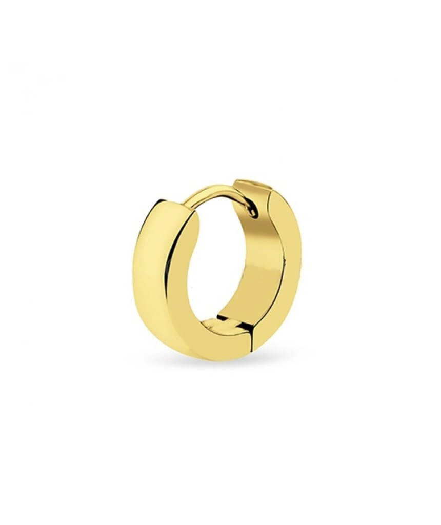 Gold Round Edge Polished Steel Hoop Earring