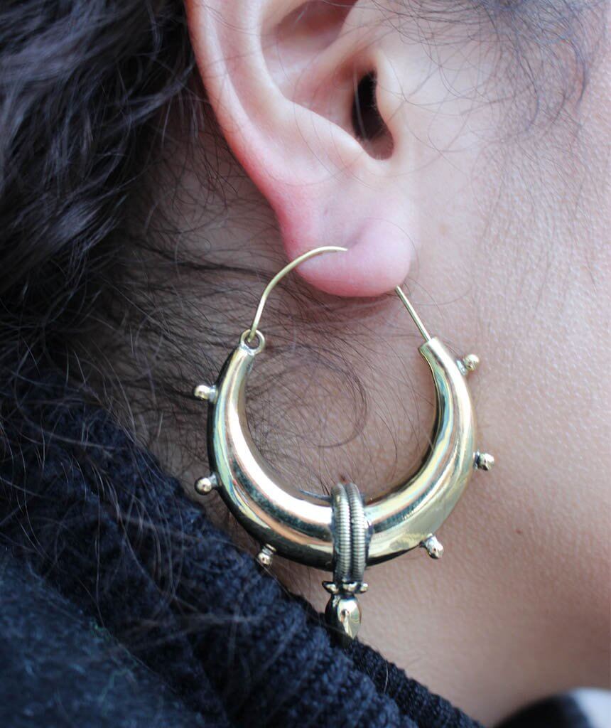 Gold Small Mandala Hoop Earrings
