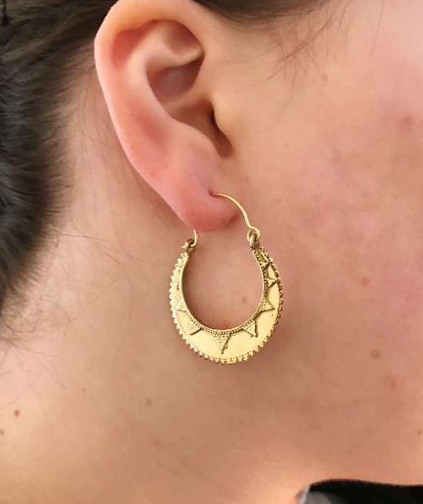 Gold Small Semi Circular Sun Earrings
