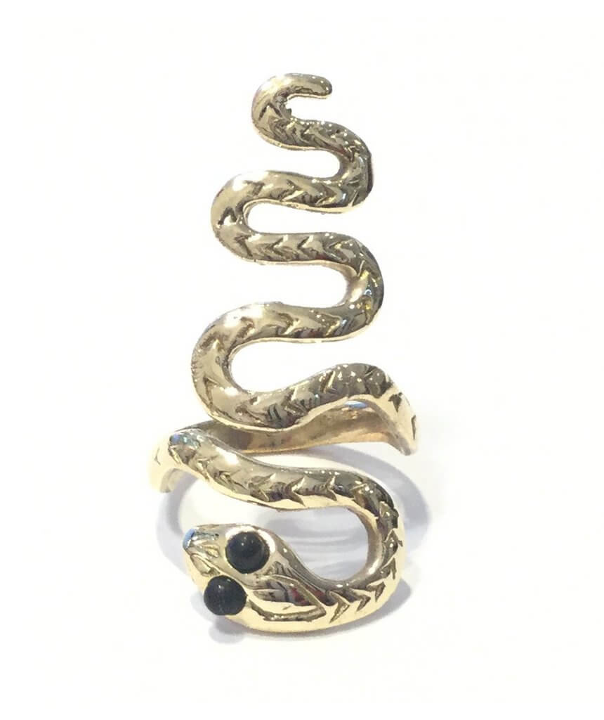 Gold & Black Snake Eyes Ring
