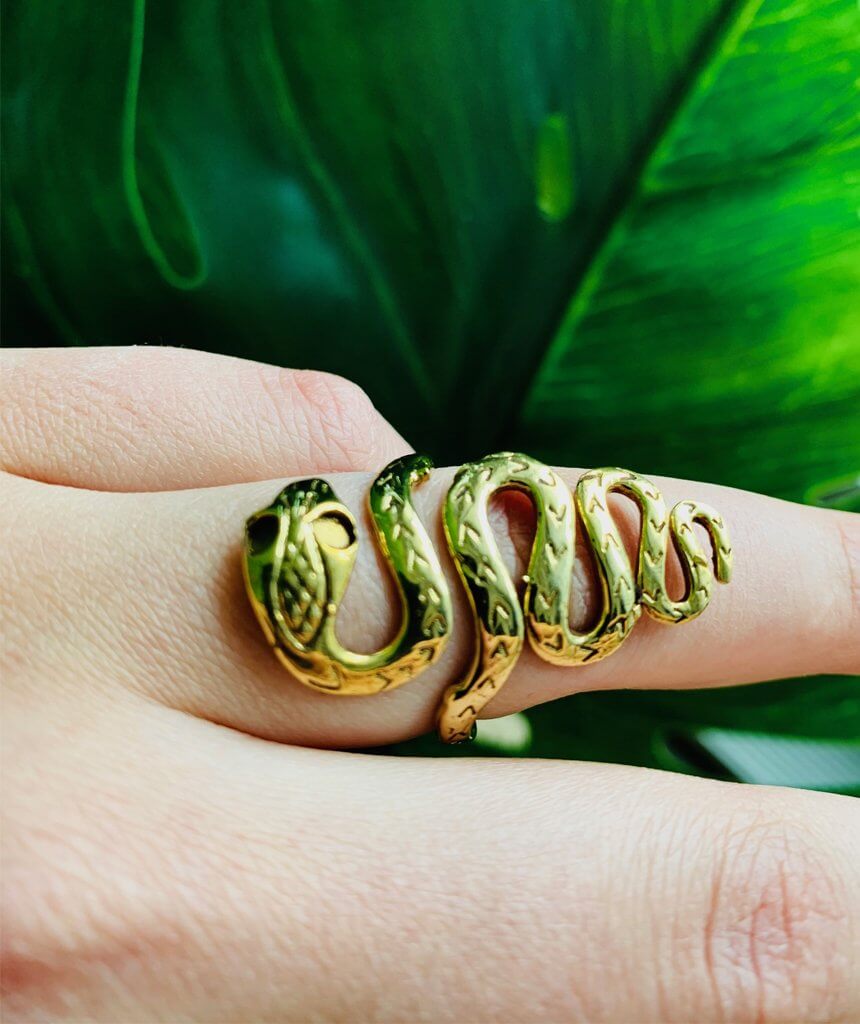 Gold Snake Eyes Ring