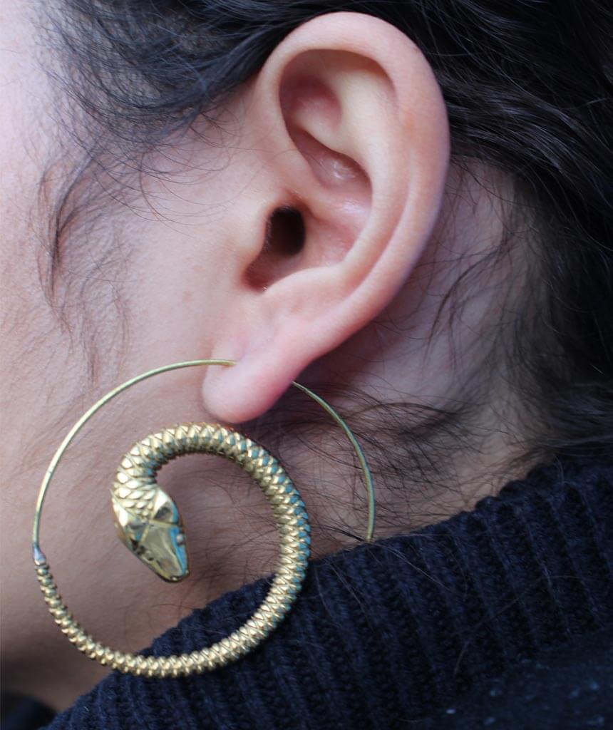 Gold Snake Swirl Earrings