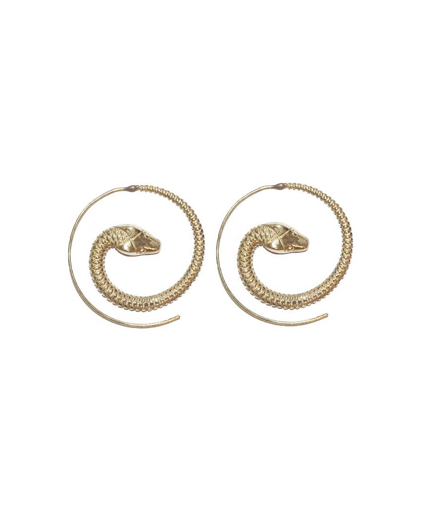 Gold Snake Swirl Earrings